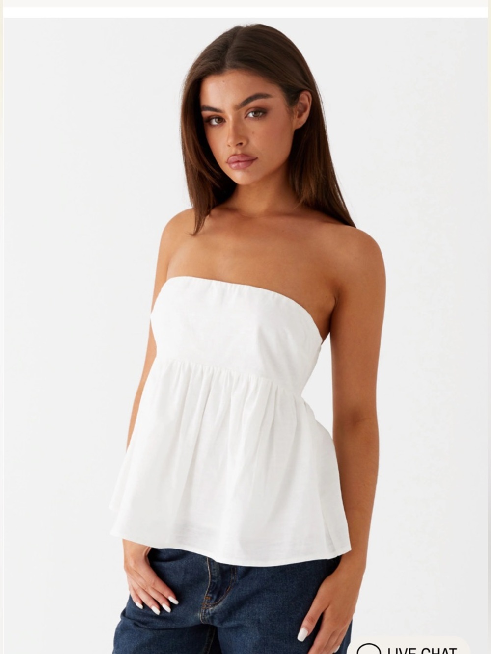 Peppermayo Strapless White Peplum Summer Top in US2